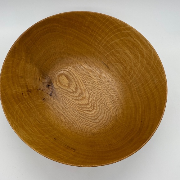 Handmade Wooden White Oak With Little Burl 11 3/8 X 4 Bowl Beautiful Grain - Picture 4 of 12